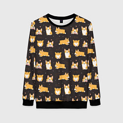 Женский свитшот Вельш корги бемброк - забавные щенки паттерн