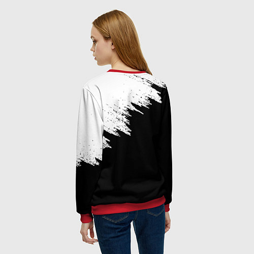 Женский свитшот ЧЁРНЫЙ КЛЕВЕР / 3D-Красный – фото 4