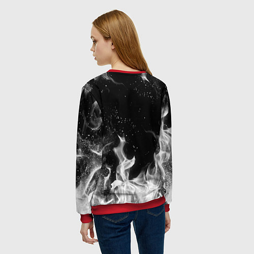 Женский свитшот ЧЁРНЫЙ КЛЕВЕР / 3D-Красный – фото 4