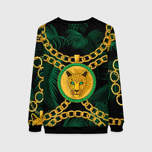 Женский свитшот Золотой леопард и цепь / 3D-Черный – фото 2