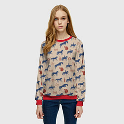 Свитшот женский Кони, цвет: 3D-красный — фото 2