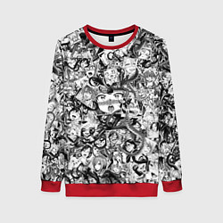 Свитшот женский Ахегао с щупальцами, цвет: 3D-красный