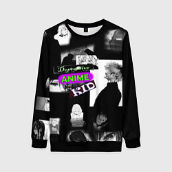 Свитшот женский Depressive anime kid, цвет: 3D-черный