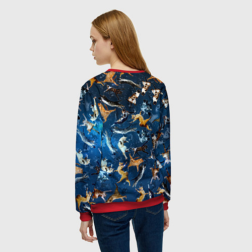 Женский свитшот Космические коты / 3D-Красный – фото 4