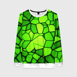 Свитшот женский Зеленая мозаика, цвет: 3D-белый