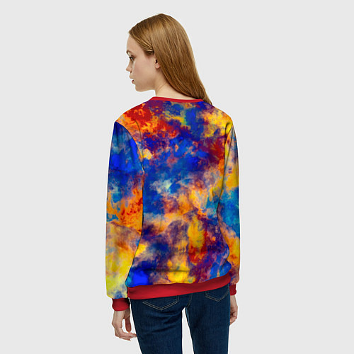 Женский свитшот Огненно-синий полутон / 3D-Красный – фото 4