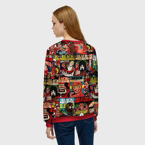 Женский свитшот ЧЕРНОЕ ЗЕРКАЛО / 3D-Красный – фото 4