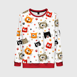 Свитшот женский Котики с лапками, цвет: 3D-красный