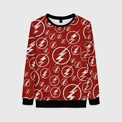 Свитшот женский The Flash Logo Pattern, цвет: 3D-черный