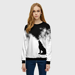 Свитшот женский Galaxy wolf, цвет: 3D-черный — фото 2