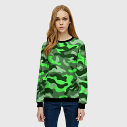 Свитшот женский CAMOUFLAGE GREEN, цвет: 3D-черный — фото 2