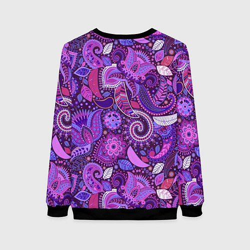 Женский свитшот Фиолетовый этнический дудлинг / 3D-Черный – фото 2