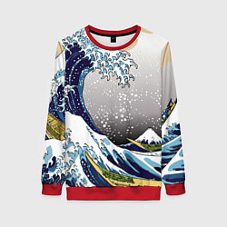 Свитшот женский The great wave off kanagawa, цвет: 3D-красный