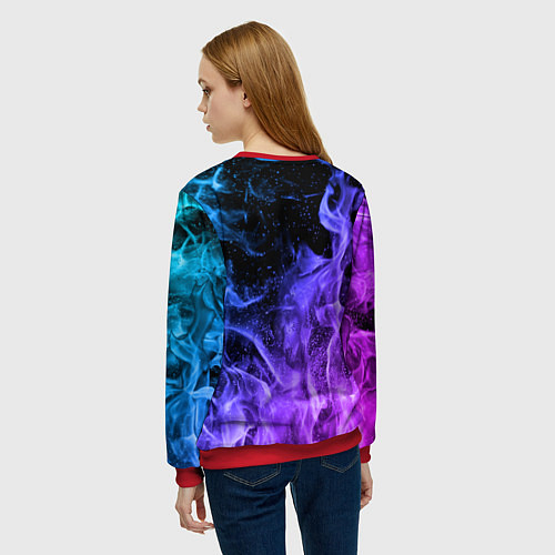Женский свитшот ОГОНЬ НЕОН / 3D-Красный – фото 4