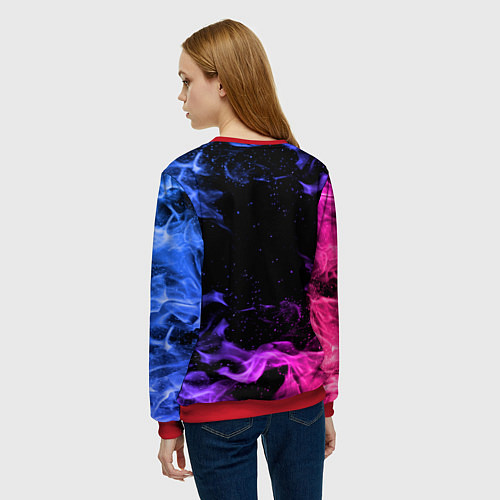 Женский свитшот ОГОНЬ НЕОН / 3D-Красный – фото 4