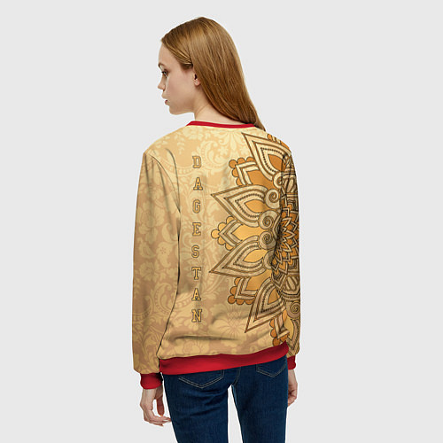 Женский свитшот Дагестан в золоте / 3D-Красный – фото 4