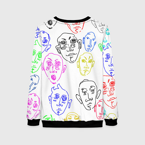 Женский свитшот Цветные лица / 3D-Черный – фото 2