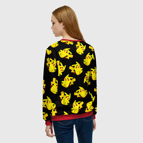 Женский свитшот Веселый пикачу / 3D-Красный – фото 4