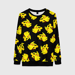 Свитшот женский Веселый пикачу, цвет: 3D-черный