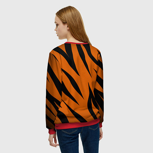 Женский свитшот Текстура тигра / 3D-Красный – фото 4