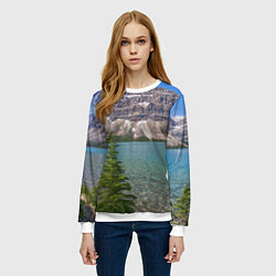 Свитшот женский Горное озеро, цвет: 3D-белый — фото 2