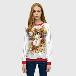 Свитшот женский Лисичка спит в листьях, цвет: 3D-красный — фото 2