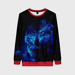 Свитшот женский Волк Вселенная, цвет: 3D-красный