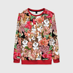 Женский свитшот Корги & Цветы