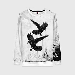 Свитшот женский Gothic crows, цвет: 3D-белый
