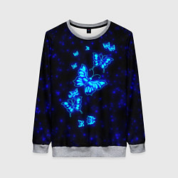 Свитшот женский Неоновые бабочки, цвет: 3D-меланж