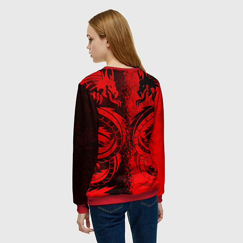 Женский свитшот BLACK RED DRAGONS TATOO / 3D-Красный – фото 4