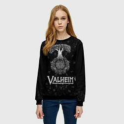 Свитшот женский Valheim Руны Иггдрасиль, цвет: 3D-черный — фото 2