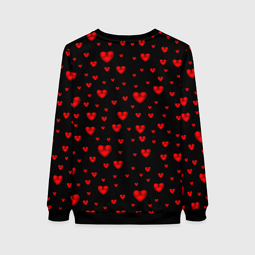 Женский свитшот Красные сердца / 3D-Черный – фото 2
