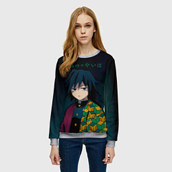 Свитшот женский Гию Томиока Kimetsu no Yaiba, цвет: 3D-меланж — фото 2