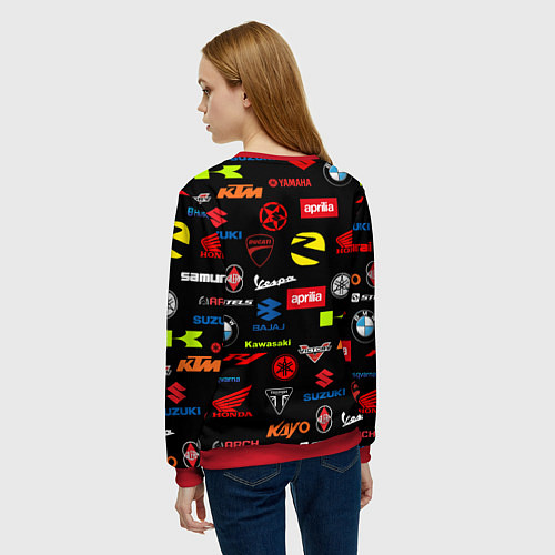Женский свитшот Motorcycle pattern Мото паттерн Z / 3D-Красный – фото 4