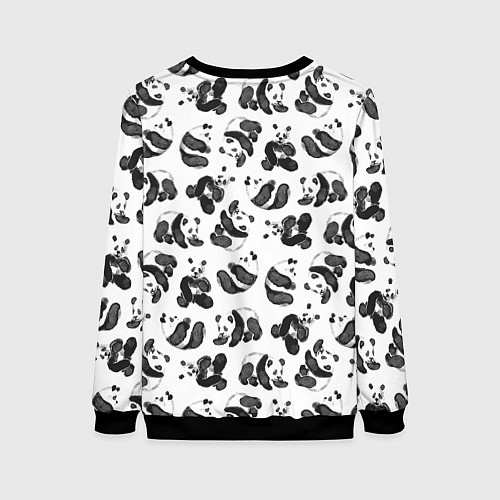 Женский свитшот Акварельные панды паттерн / 3D-Черный – фото 2