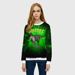 Свитшот женский Roarrr! Динозавр T-rex, цвет: 3D-белый — фото 2