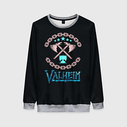 Свитшот женский Valheim лого и цепи, цвет: 3D-меланж