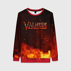 Свитшот женский Valheim огненный лого, цвет: 3D-красный