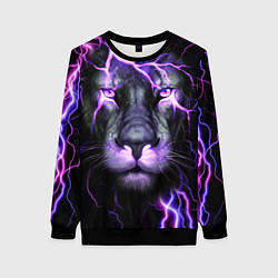 Свитшот женский НЕОНОВЫЙ ЛЕВ NEON LION, цвет: 3D-черный
