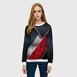 Свитшот женский 3D BLACK AND RED METAL, цвет: 3D-белый — фото 2