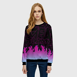 Свитшот женский РОЗОВОЕ ПЛАМЯ PINK FLAME, цвет: 3D-черный — фото 2