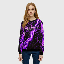 Свитшот женский GENSHIN IMPACT МОЛНИЯ НЕОН, цвет: 3D-черный — фото 2