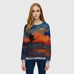 Свитшот женский Прибрежный закат, цвет: 3D-меланж — фото 2