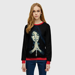 Свитшот женский Монашка с крестом, цвет: 3D-красный — фото 2