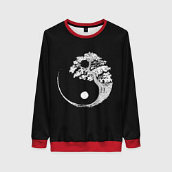 Свитшот женский Yin and Yang Bonsai Tree, цвет: 3D-красный