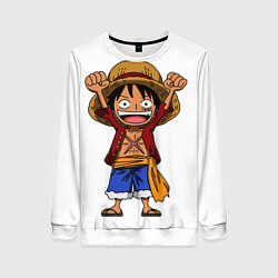 Свитшот женский One piece Луффи ликует, цвет: 3D-белый