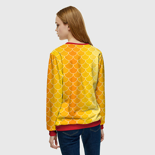Женский свитшот Желтая чешуя / 3D-Красный – фото 4
