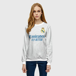 Свитшот женский Реал Мадрид форма 20212022, цвет: 3D-белый — фото 2