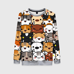 Свитшот женский Коты и котики, цвет: 3D-меланж